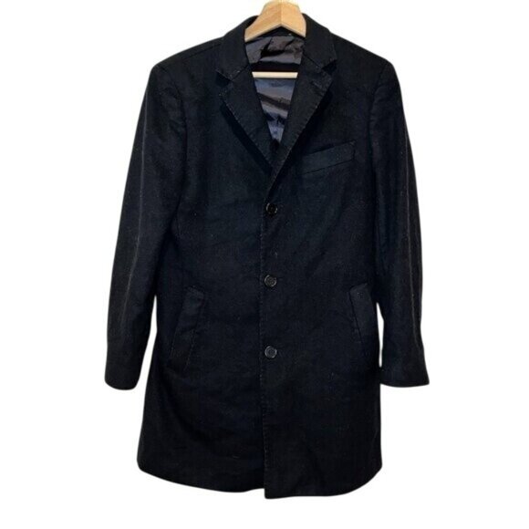 Saks Fifth Avenue Black Wool Cashmere Overcoat women’s  Size Small - Picture 1 of 8
